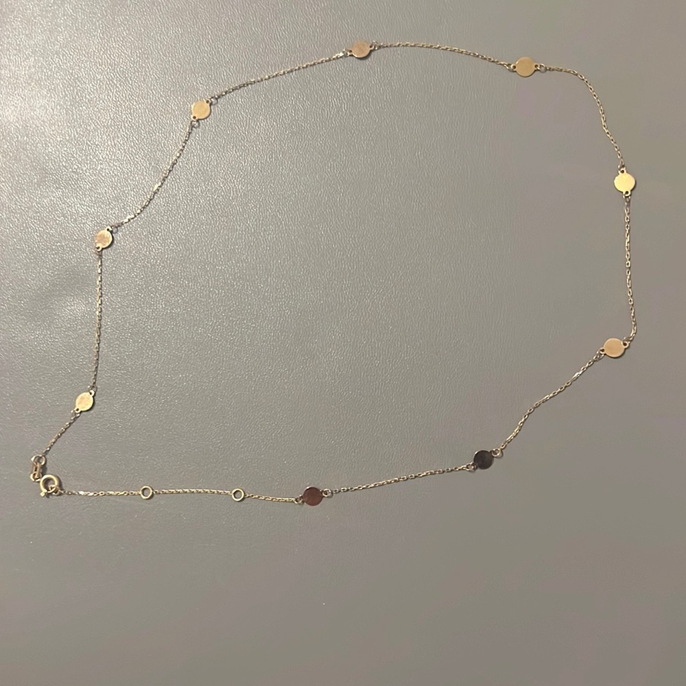 10k solid gold disk station necklace